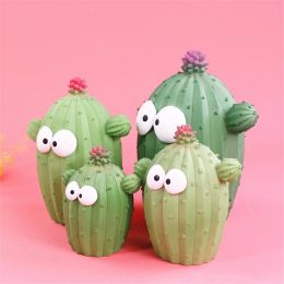 Boxes Creative Cactus Storage Money Box For Kids Birthday Christmax Gift Piggy Bank Coin Box Resin Saving Bank Cute Cactus Figurines