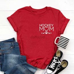 Women's T-Shirt Hockey Mom Shirt Mothers Day Gift Sports Mom Shirt 100% Cotton O-Neck Summer Plus Size Short Sleeve Womens Fashion Top 240322