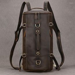 Backpack Male Genuine Leather Travel Bag For Man Cowhide Travelling Multifunctional Bagpack Sport Tactical