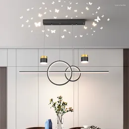 Chandeliers Creative Projection Modern Chandelier For Dining Room Bed Kitchen Hanging Black/Gold Nordic Led