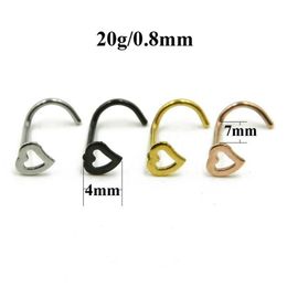 Nose Rings Studs Fashion Punk Stainless Steel Love Ring Nostril Hoop Women Accessories Jewelry Drop Delivery Body Dhfc3