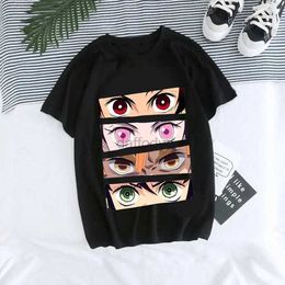 Women's T-Shirt Womens T-shirt Kaus Grafis Anime Devil Killer Uniseks Tanjirou Kamado Kaus Wanita Kimetsu No Yaiba Nezuko Kaus Wanita 240322