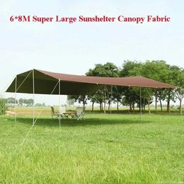 Tents and Shelters Without Poles 6*8m Large Canopy Waterproof Oxford Silver Coated Outdoor Camping Awning Sunshelter Tarp More Hanging Points new 240322