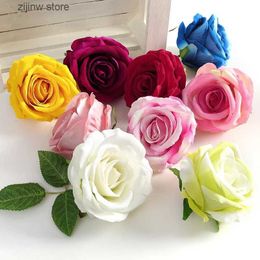 Faux Floral Greenery 5Pcs Rose Artificial Flowers 8cm Fake Flowers for Garden Wedding Decoration Outdoor Home Decor Bouquet Garlands Gift Accessories Y240322