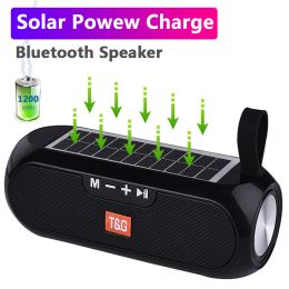 Speakers Portable Column Wirelessbluetooth Bass Speaker Stereo Music Box Solar Power Bank Boombox Waterproof Usb Aux Fm Radio Super Bass