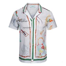 casa blanca shirts Crowdsourced Design with Horsehead Print Short Sleeved Floral Shirt Jacket, Casual High-end Top, Summer
