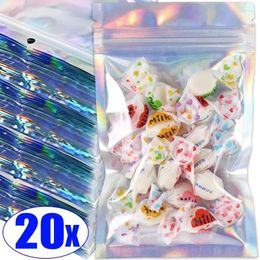 Storage Bags 10/20PCS Laser Reusable Plastic Iridescent Self-Sealing Bag Candy Makeup Jewellery Gift Packaging Pouches Lock