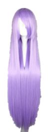 Wigs FeiShow Straight Wig 100 CM/40 Inches Purple Halloween Hair Synthetic Heat Resistant Carnival Cosplay Salon Party Hairset