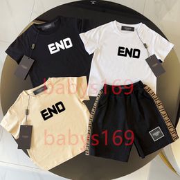 Two piece set kids Clothing Set Baby Girls Boys Shorts Skirt Flower Letter Set Children's Luxury Original Label Set Girl Children's Clothing Set Letter Sleeve Set