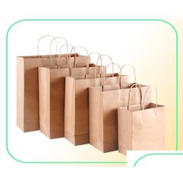 Gift Wrap Kraft Paper Bag With Handles Wood Colour Packing Bags For Store Clothes Wedding Christmas Party Supplies Handbags Y06064350 Dhvcy