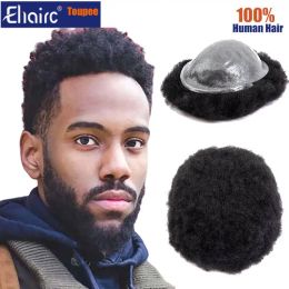 Toupees Toupees Premier Double knotted Durable Base Afro Toupee for Men Toupee For Black Men Male Hair Prosthesis 6" System Unit Curly