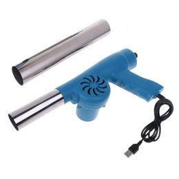 Handheld Barbecue Blower with USB Cable 2 Air Duct Manual Starting Fan Drop 240311