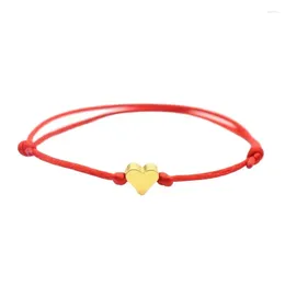Charm Bracelets Love Heart For Women Men Wish Good Lucky Red Rope Handmade Braided Thread String Bracelet Couple Jewelry Gift