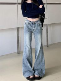 Women's Jeans Slergiri Y2k Vintage Low Waist Flare American Fashion High Street Loose Bell Bottom Trousers Female Without Belt