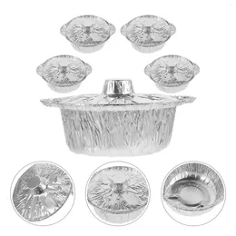 Bowls 5 Sets Outdoor Tin Foil Pot Round Aluminium Pots Bbq Tray Circle Grill Portable Pans Baking Cake Container