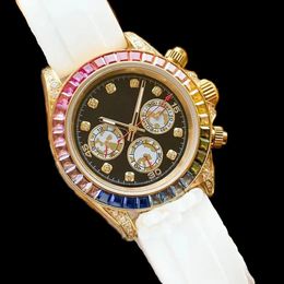 Automatic watch full function Colourful crystal luminous red strap designer wristwatch simple elegant reloj hombre clock gold plated iced out watch gift sb077 C4