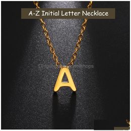 Pendant Necklaces Minimalist Initial A-Z Letter Necklace For Women Alphabet Stainless Steel Choker Chains Jewellery Birthday Gift Drop D Dhc3K