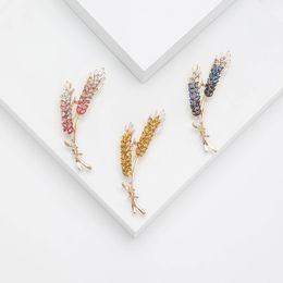 Frauen Broschen Koreanische Mode Stil Strass Ähre Revers Kristall Zirkon Pins Luxus Schmuck Zubehör Für Kleidung