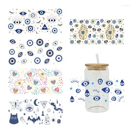 Window Stickers UV DTF Transfer Evil Eyes Theme For The 16oz Libbey Glasses Wraps Cup DIY Waterproof Easy To Use Custom Decals D12489