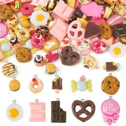 Pendant Necklaces 100pcs Resin Pendants Dangle Earring Charms Imitation Food Cake Donut Bread For Jewellery Making DIY Necklace Keychain Craft