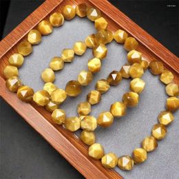 Link Bracelets Natural Golden Tiger Eye Stone Facet Bracelet Fashion Crystal Quartz Gemstone Jewellery Reiki Healing Gift For Women 1pcs