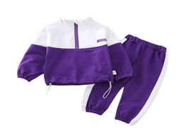 Spring Autumn Children Boys Girls Clothes Suit Baby Solid Jacket Pants 2Pcssets Toddler Active Cotton Clothing Kids Tracksuits 096224173