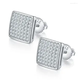 Stud Earrings 0.59ct D Color Moissanite Square Screwback For Women Men 18K Gold Plated 925 Sterling Silver Diamond Ear Studs