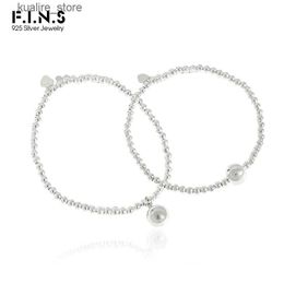 Charm Bracelets F.I.N.S Classic Round Beads s for Women Genuine 925 Sterling Silver Handmade Strand Bead Womens Fine Jewelry L240322