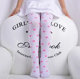 Heart Girls Tights 38 Yrs Velvet Sweet Candy Color Pantyhose for Children Kids Clothing White Dancing Stockings Summer 240322