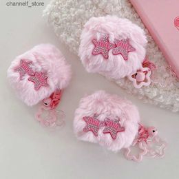 Earphone Accessories Ins Star Crystal Decoration Pink Plush Furry Case For AirPods Pro 2 Earphone Cases for AirPods 1 2 3 Soft Star Pendant CoverY240322