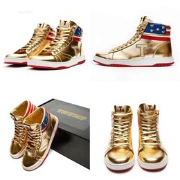 TRUMP SNEAKERS Trump Flag Trump Shoes Gold the Never Surrender High-tops 1 TS Gold Custom Outdoor Sneakers Comfort Sport Trendy Lace-up Party Shoes