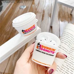 Earphone Accessories 3D Dunkin Donuts Doughnut Coffee Cup Cute for Airpods 1 2 Pro Case Cover Wireless Headphone Protective Box Case for Airpods ProY240322