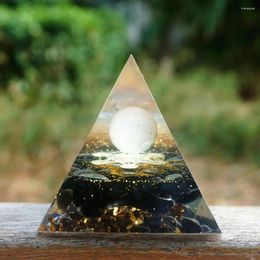 Decorative Figurines Handmade Orgonite Pyramid 60mm ROSE QUARTZ SPHERE HEALING Crystal Reiki Orgone Chakra EMF Protection