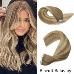 Extensions Tape in Human Hair Extensions Natural Real Remy Human Hair Balayage Blonde Seamless Adhesive Skin Weft Tape ins Hair Extensions