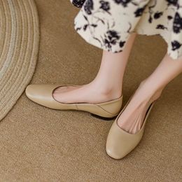 Casual Shoes Cowhide Daily Driving Flats Women Basic Moccasins Round Toe Loafers Slip-On White Mules