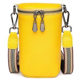 Shoulder Bags Cowhide Leather Crossbody Bag Mini Simple Sling Solid Zipper Wide Strap For Travel Shopping Work Satchels