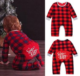 Newborn Baby Girl Rompers Plaid Letter Printed Christmas Rompers Baby Infant Girl Casual Clothes Boy Jumpsuits 3M2T 078819250