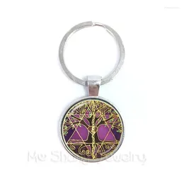 Keychains Tree Of Life Keychain Pentacle Picture Glass Cabochon Jewelry Key Holder Car Accessories For Men Women Gift