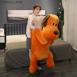 Stuffed Plush Animals 130cm Large Size Lying Long Dog Plush Toys Soft Cotton Stuffed Pillow Cushion Animal Brown Doll Children Birthday Gift L240322