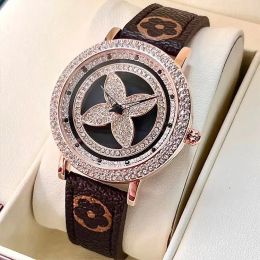 2024 New watch Great quality fashion women Designer WristWatches full diamonds life waterproof 30m night light leather with box aaa lady quartz Watchs no417