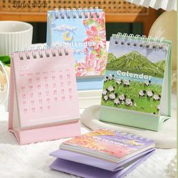 Calendar 2024 Study Room Calendar Retro Oil Painting Natural Scene Desktop Calendar Cute Desktop Calendar Student/Office Supplies Y240322