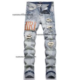 2023 Pantaloni invernali in cotone Denim Bullet Regular Casual a vita media Blu Gioventù Jeans da uomo Trend