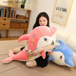 Stuffed Plush Animals 40-100cm New Cute Sea Fish Plush Toys Kawaii Baby Sepping Dolphin Doll Kids Pillow Stuffed Soft Cushion Room Decor Gift L240322