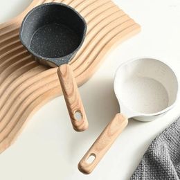 Pans Mini Maifan Stone Skillet Multifunctional Wood Handle With Scale Oil Splashing Pot Non-stick Milk Induction Cooker