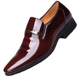 Boots New Spring/autumn Loafers for Men Wedding Shoes Patent Leather Men Shoes Casual Business Men Dress Shoes Slipon Solid