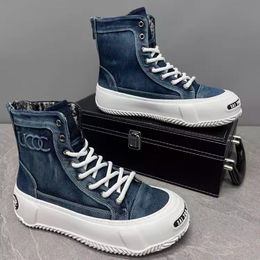 Stivali casual della caviglia maschile designer di alta qualità Designer giovine piattaforma di denim sneakers grosso botas hombre a6 7916