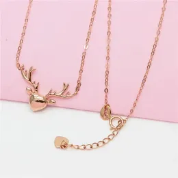 Pendants Fashion In Elk Antler Necklace Pendant Plated 14K Rose Gold Heart-shaped Clavicle Chain Banquet Jewelry