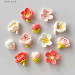 Fridge Magnets 12 pieces of resin frozen magnets peach blossoms cherry blossoms rural creative refrigerants magnetic stickers and information whiteboard sticker