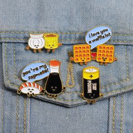 Bread Biscuits Drink Juice Enamel Pins Cute Cartoon Food Brooches Clothing Jacket Collar Lapel Badge You're My Soymate Pin Gift