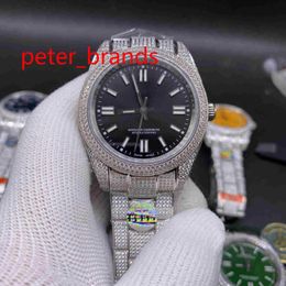 TOP quaity 41MM shiny diamonds watches silver case Multicolor dial Sapphire Mirror automatic men smooth hands wristwatch 904L stai3245